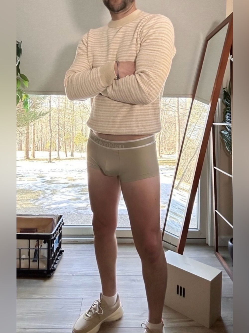 Goodfellow | Everyday Crew Neck in Beige Cream Tan (Small) - Picture 4 of 10